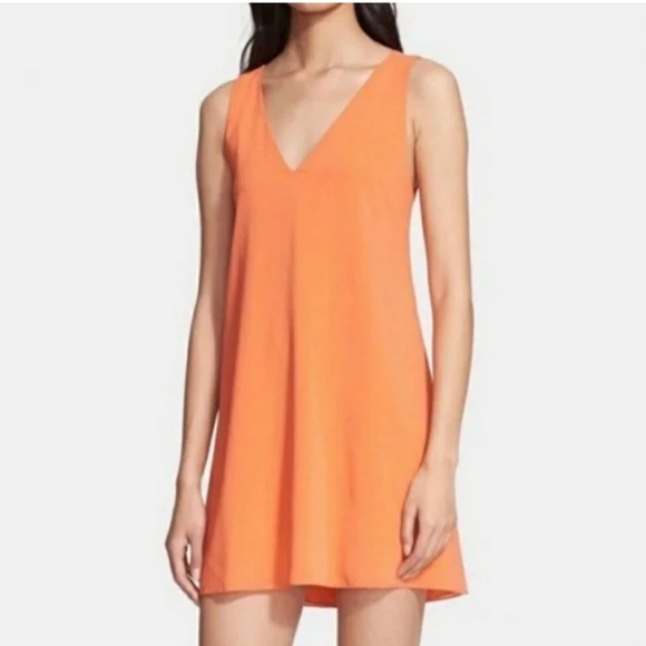 Alice + Olivia Silk Blend A-Line Mini Dress Cut-Out Back In Soft Orange Size S - Picture 1 of 6